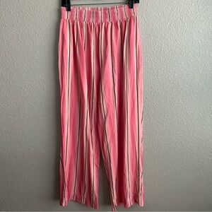 Princess Polly Pink Striped Cotton Linen Pull-on Beach Wide Leg Pants